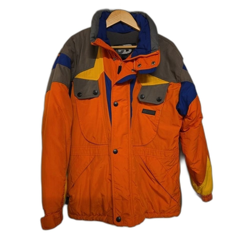 Vintage CB‎ Thermotech Neon Ski Coat Jacket Poly Fill  Mens Med Multi Pocket